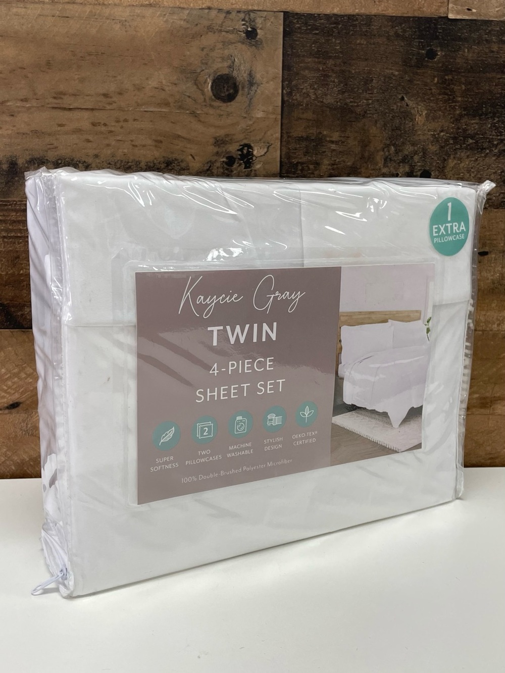NEW Kaycie Gray Twin 4-Piece White Sheet Set | Super Soft Microfiber